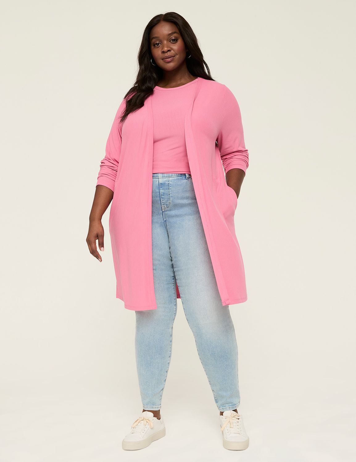 Long-Sleeve Open-Front Overpiece | LaneBryant