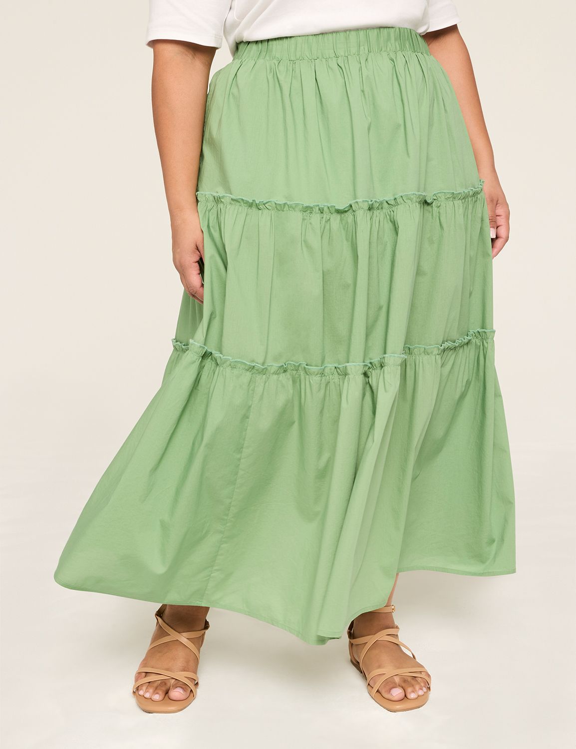 Poplin Tiered Maxi Skirt | LaneBryant