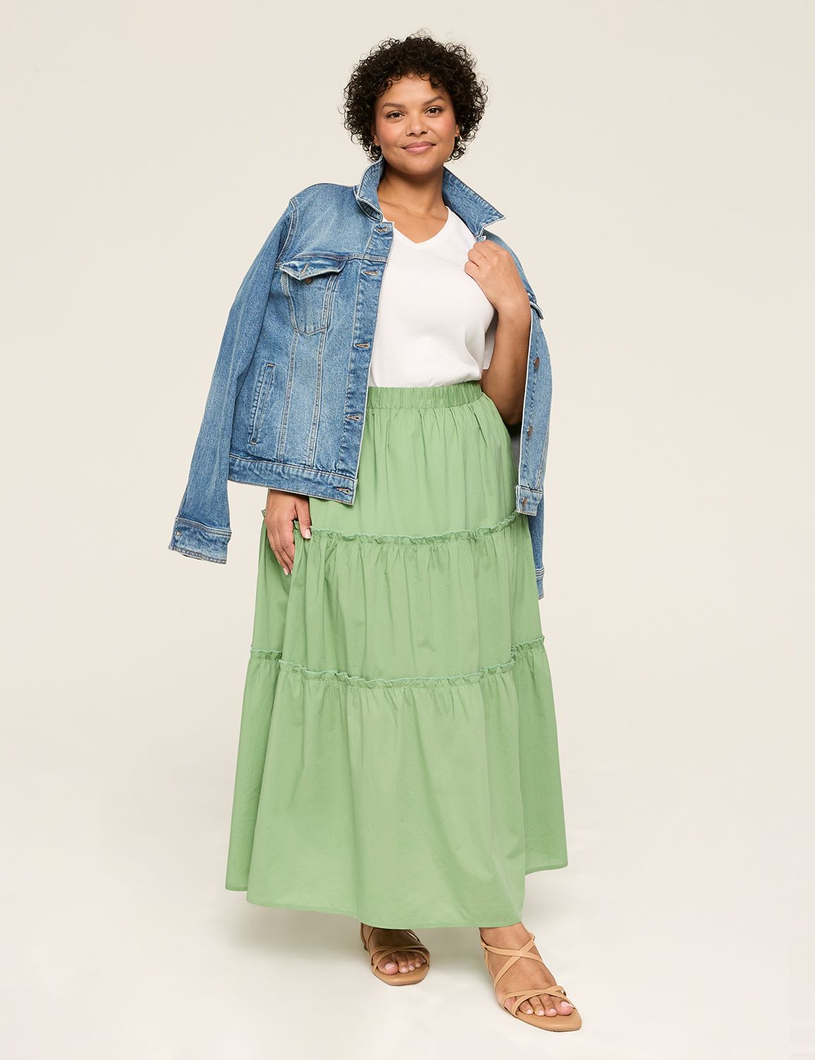 Poplin Tiered Maxi Skirt | LaneBryant