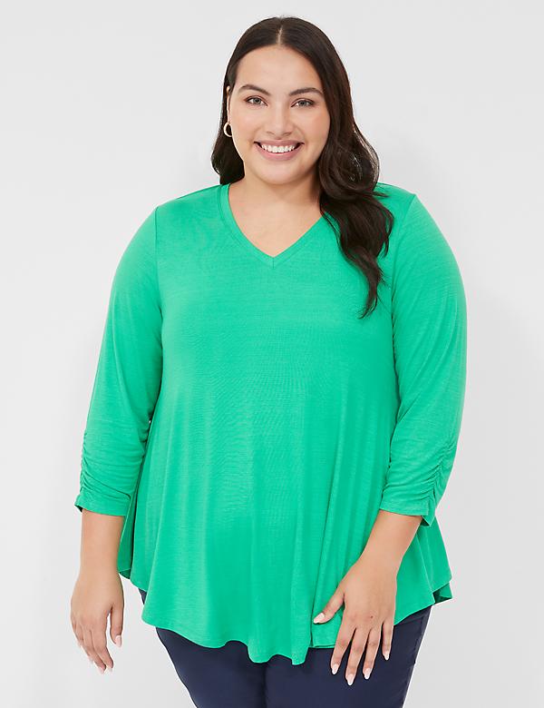 Swing 3/4 Ruched-Sleeve Top