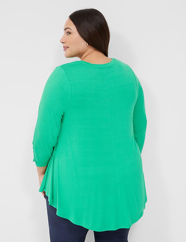 Swing 3/4 Ruched-Sleeve Top
