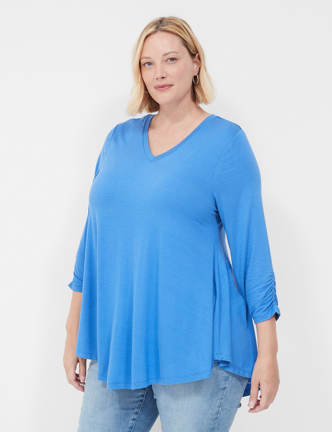 Swing 3/4 Ruched-Sleeve Top