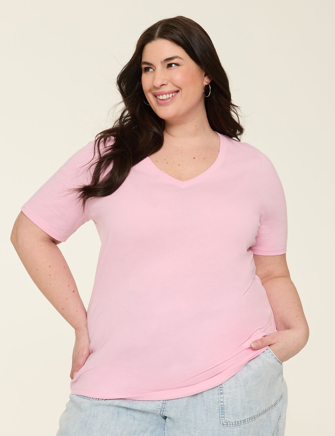 Classic Perfect Sleeve V Neck Tee S Product Image 1