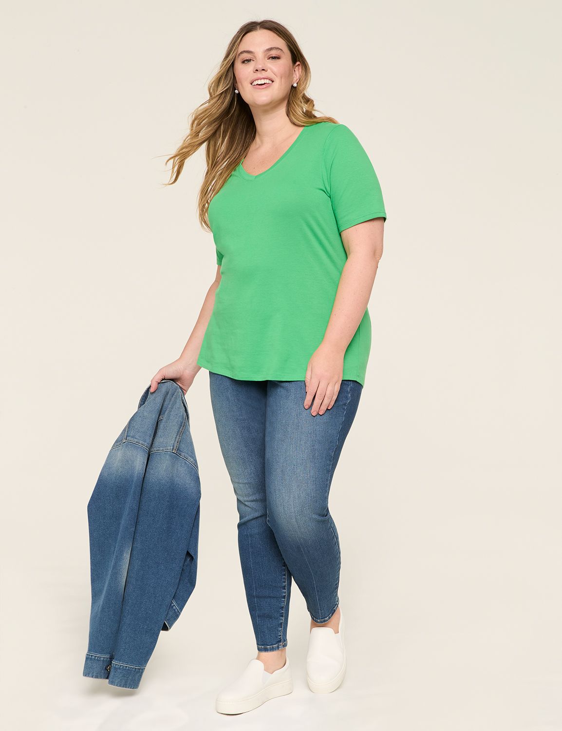 Classic Perfect Sleeve V Neck Tee S Product Image 3