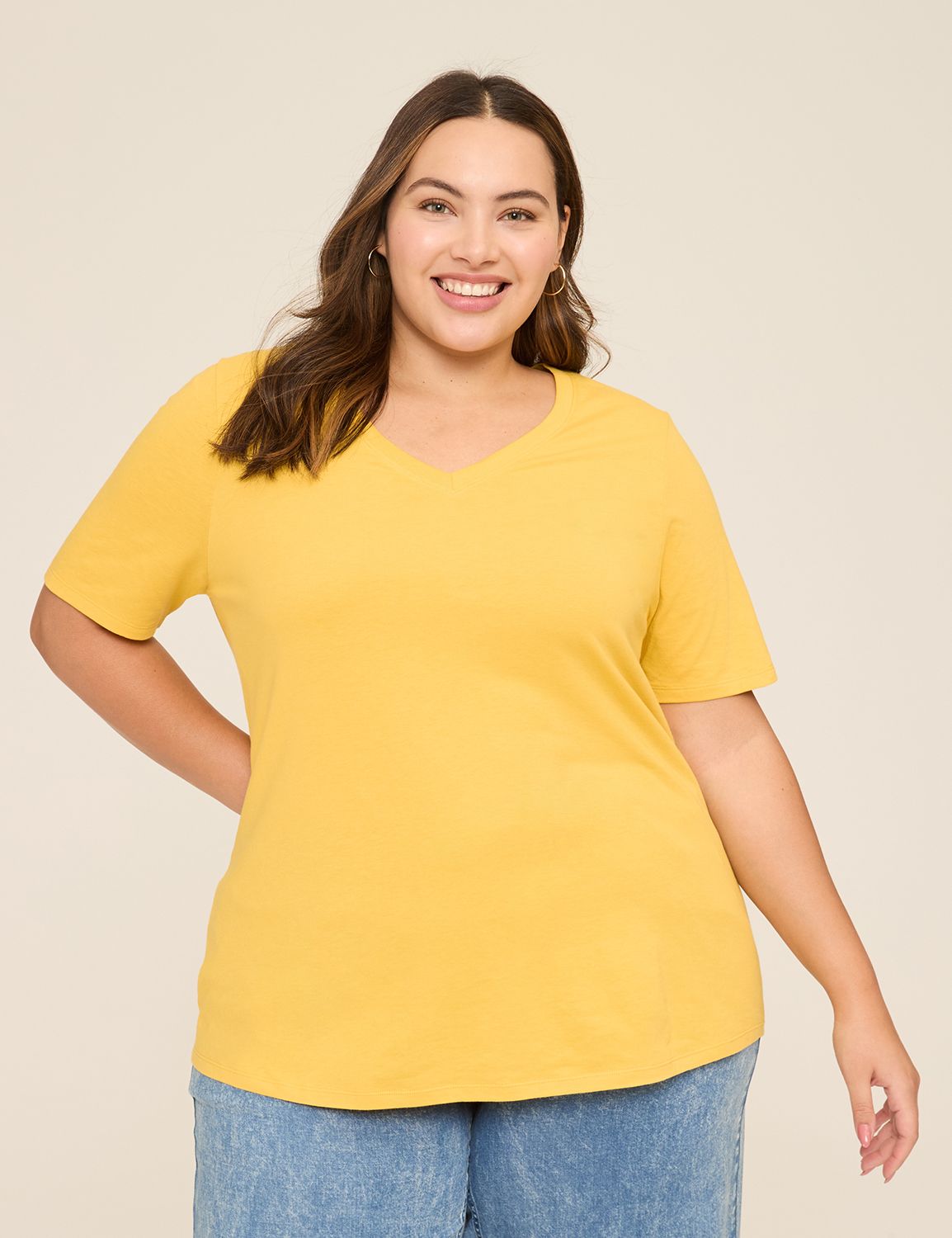 Classic Perfect Sleeve V Neck Tee S Product Image 1
