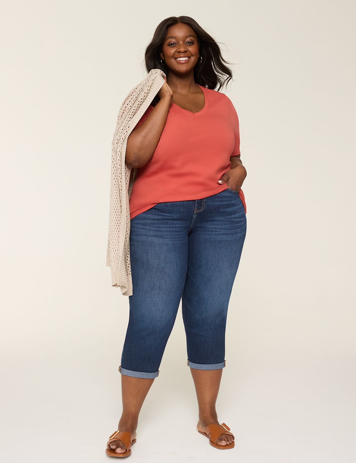 Classic Perfect Sleeve V Neck Tee S Product Image 3