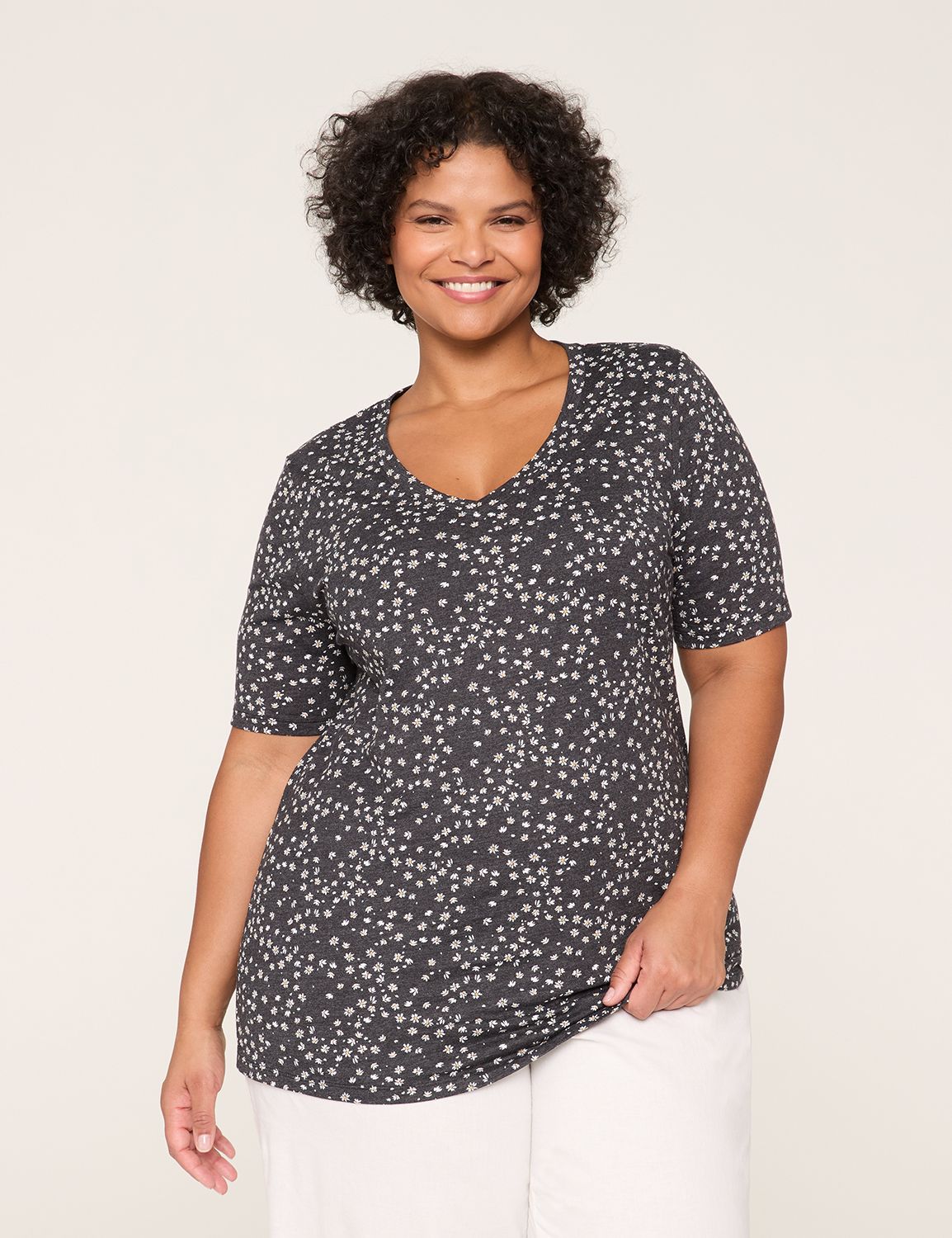 Classic Perfect Sleeve V Neck Tee S Product Image 1