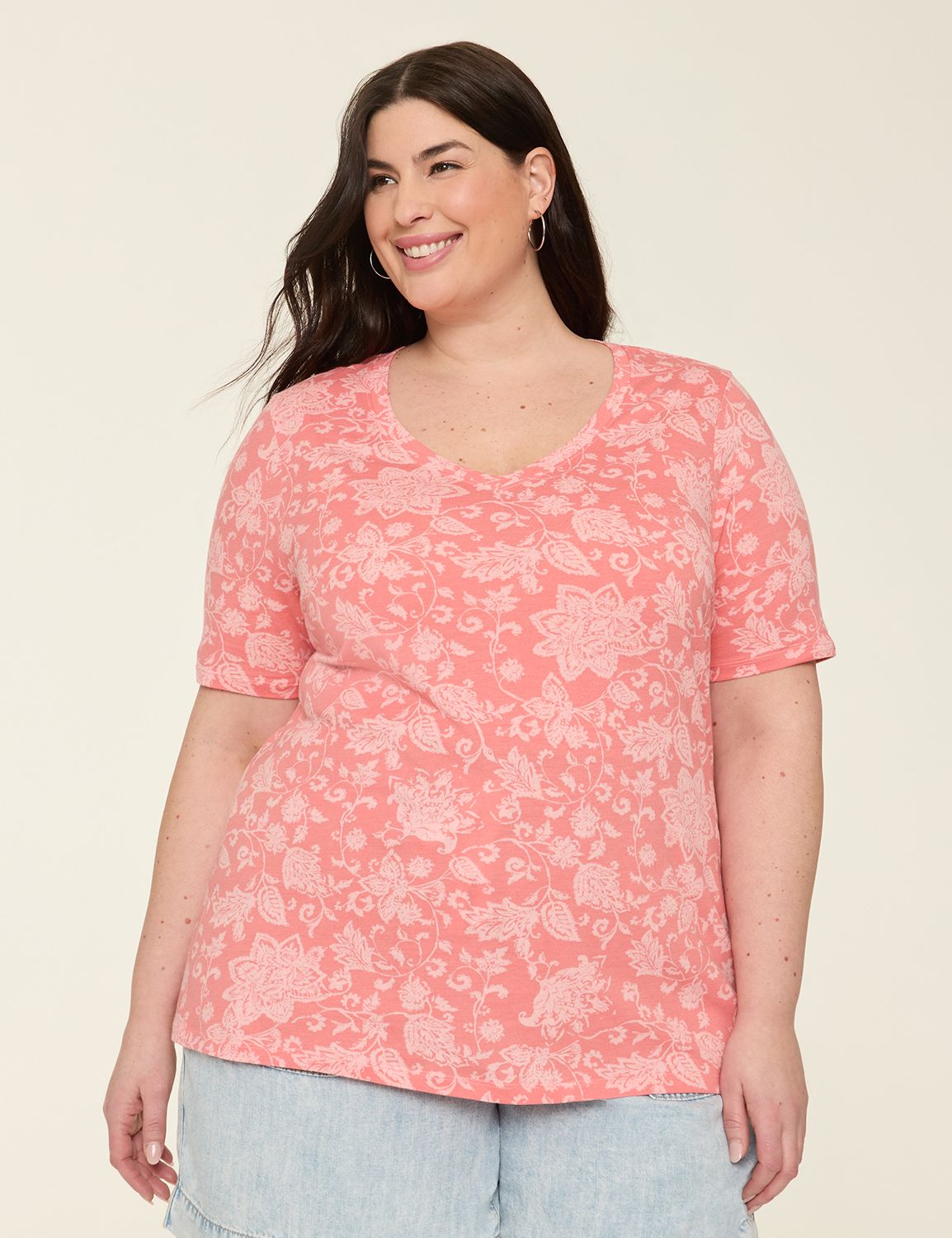 Classic Perfect Sleeve V Neck Tee S Product Image 1
