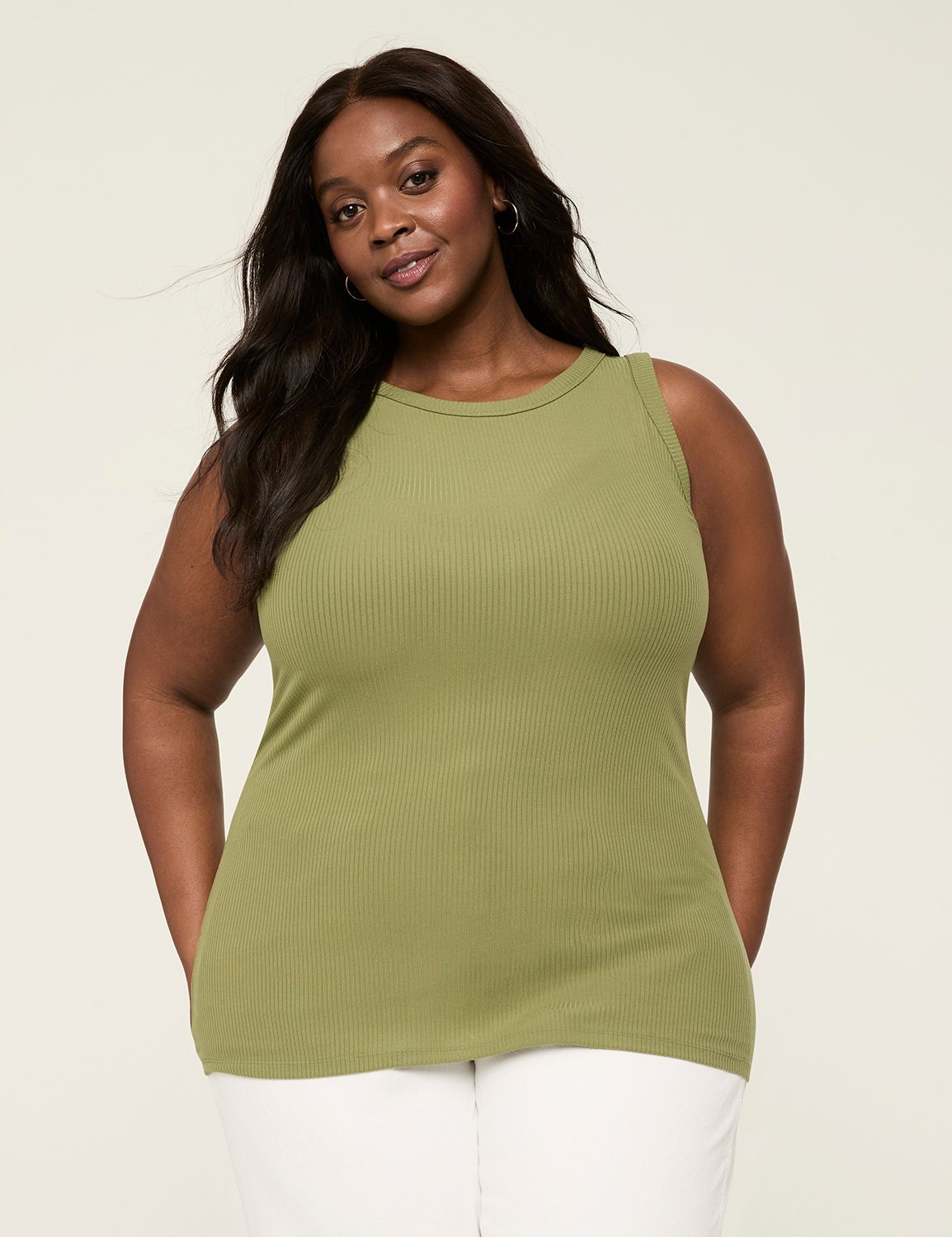 Sleeveless High Neck 3x2 Rib Tank S | LaneBryant