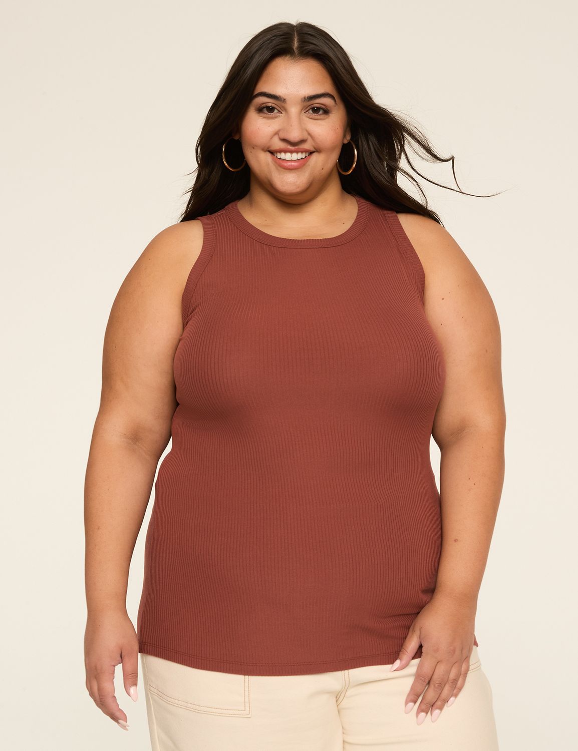 High-Neck Rib Tank