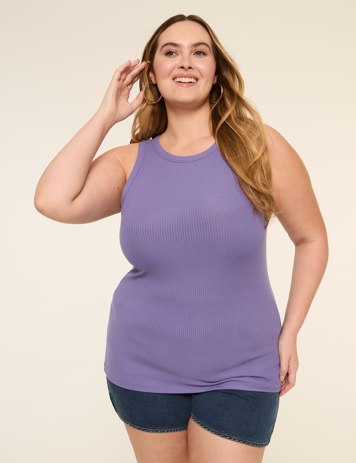 High-Neck Rib Tank