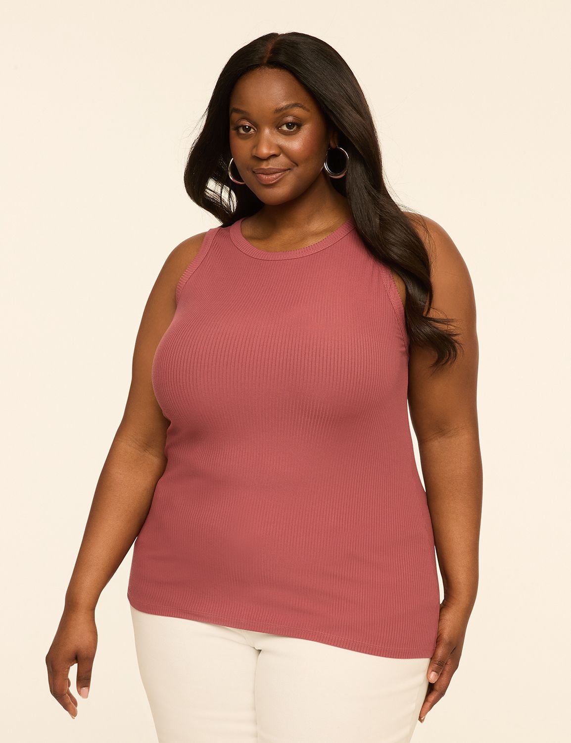 High-Neck Rib Tank