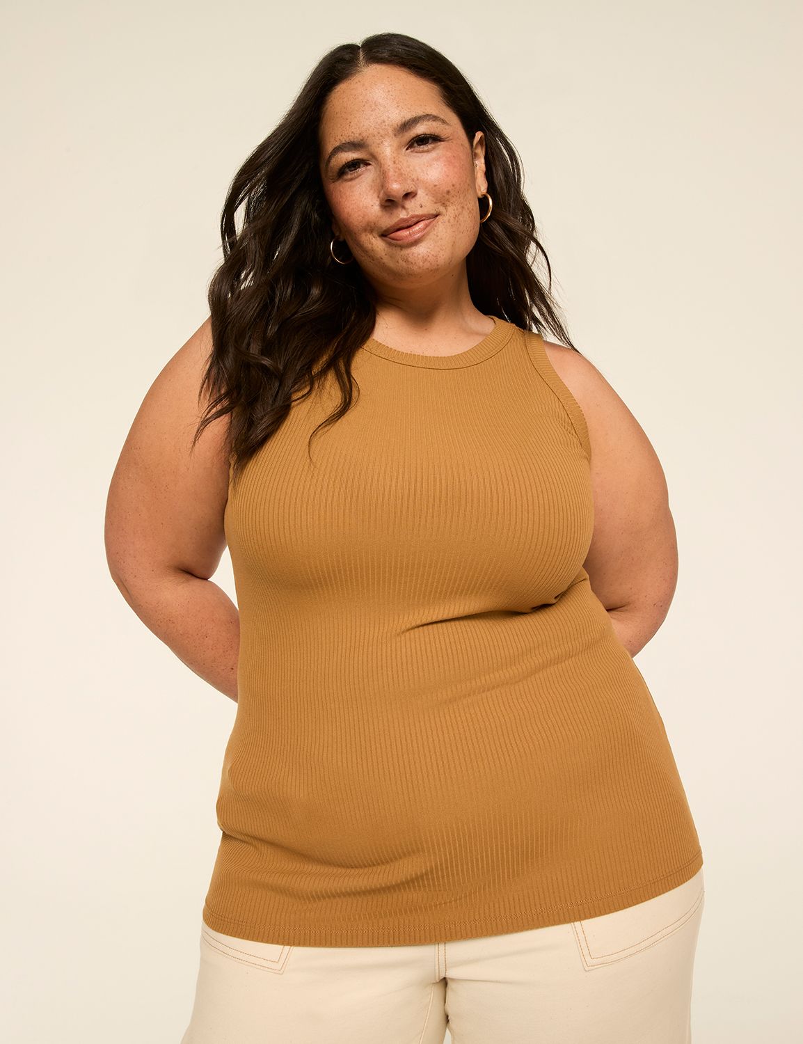 High-Neck Rib Tank
