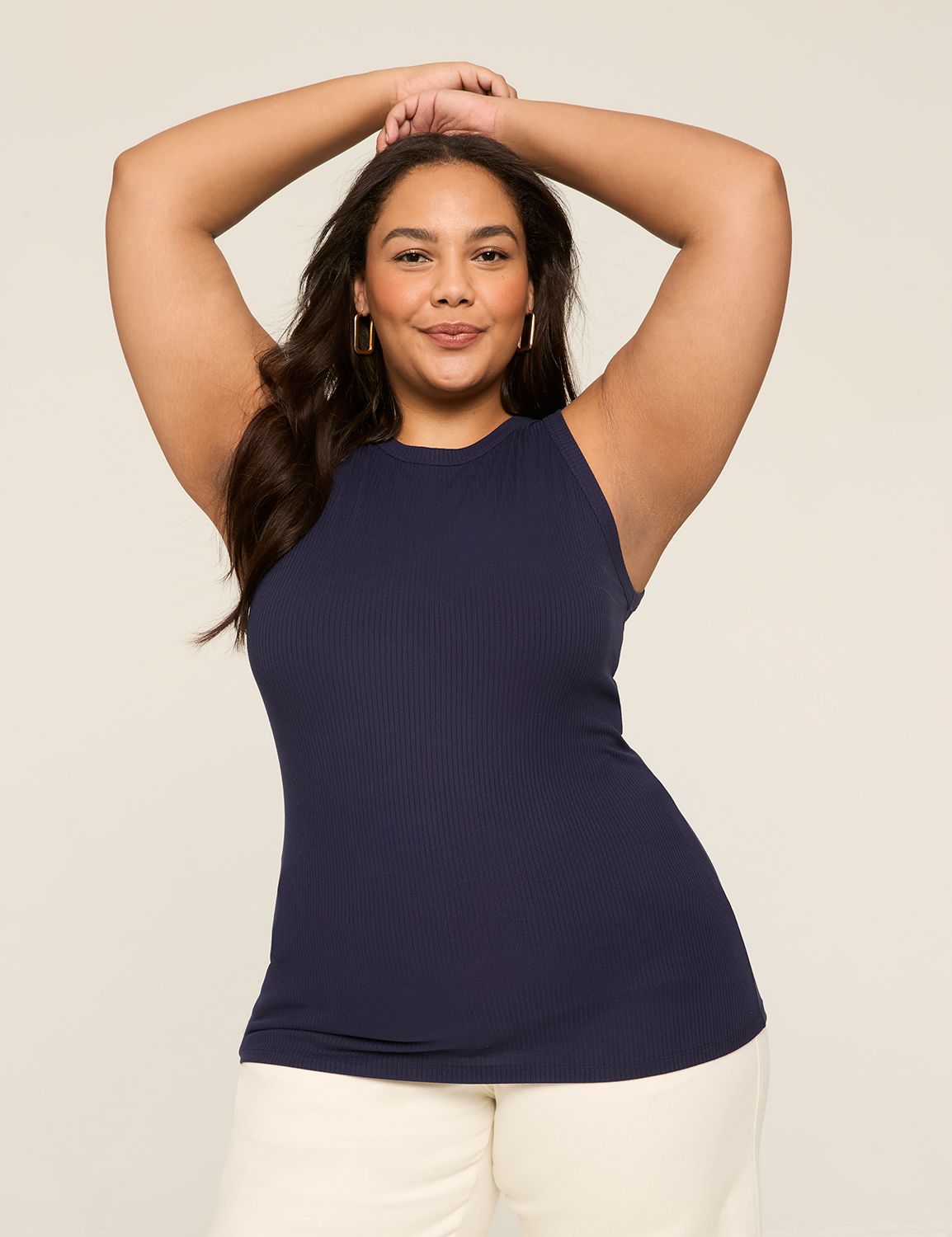 High-Neck Rib Tank