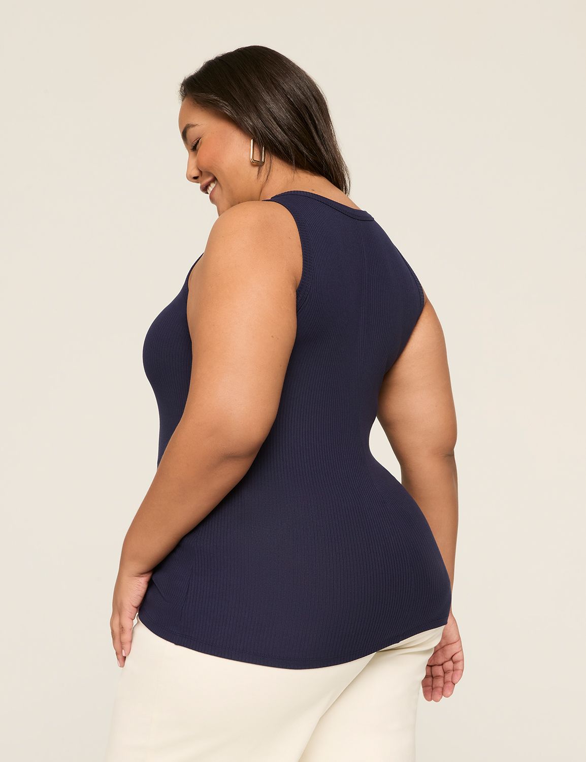 High-Neck Rib Tank