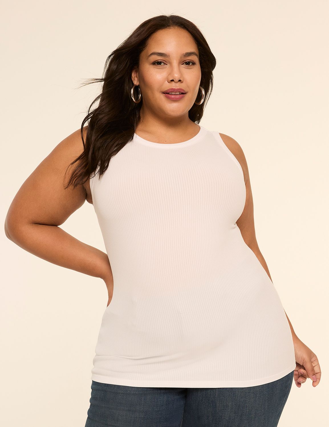 High-Neck Rib Tank
