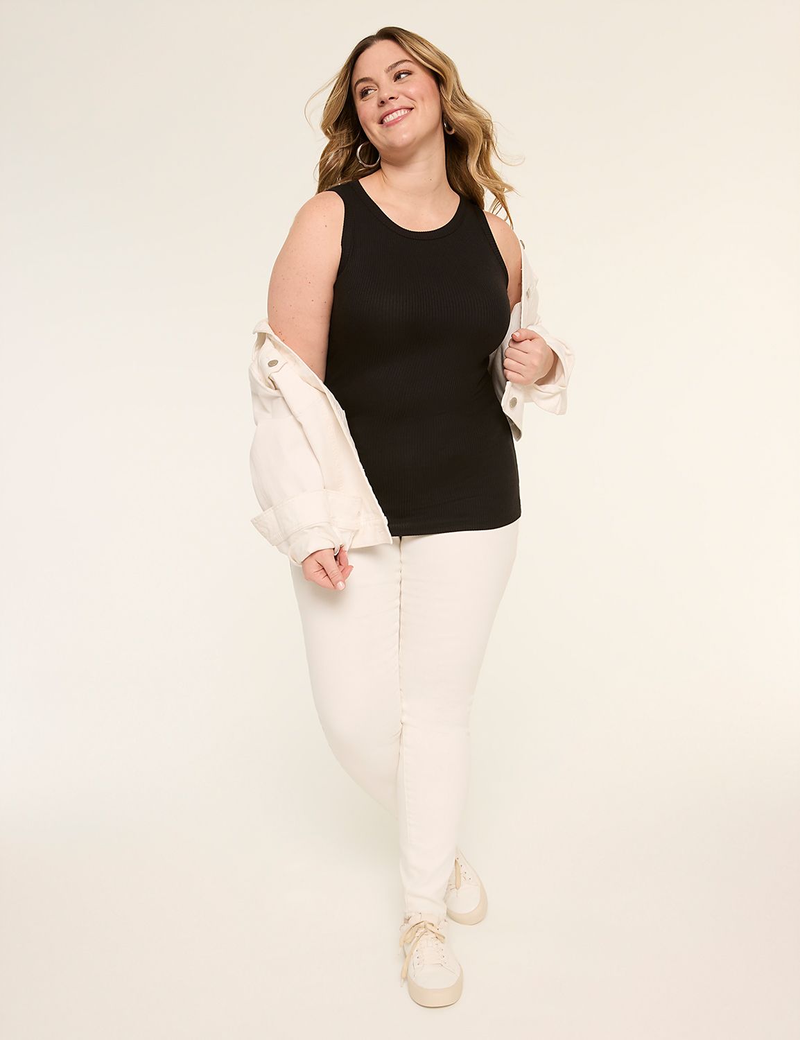 Sleeveless High Neck 3x2 Rib Tank Y Product Image 3