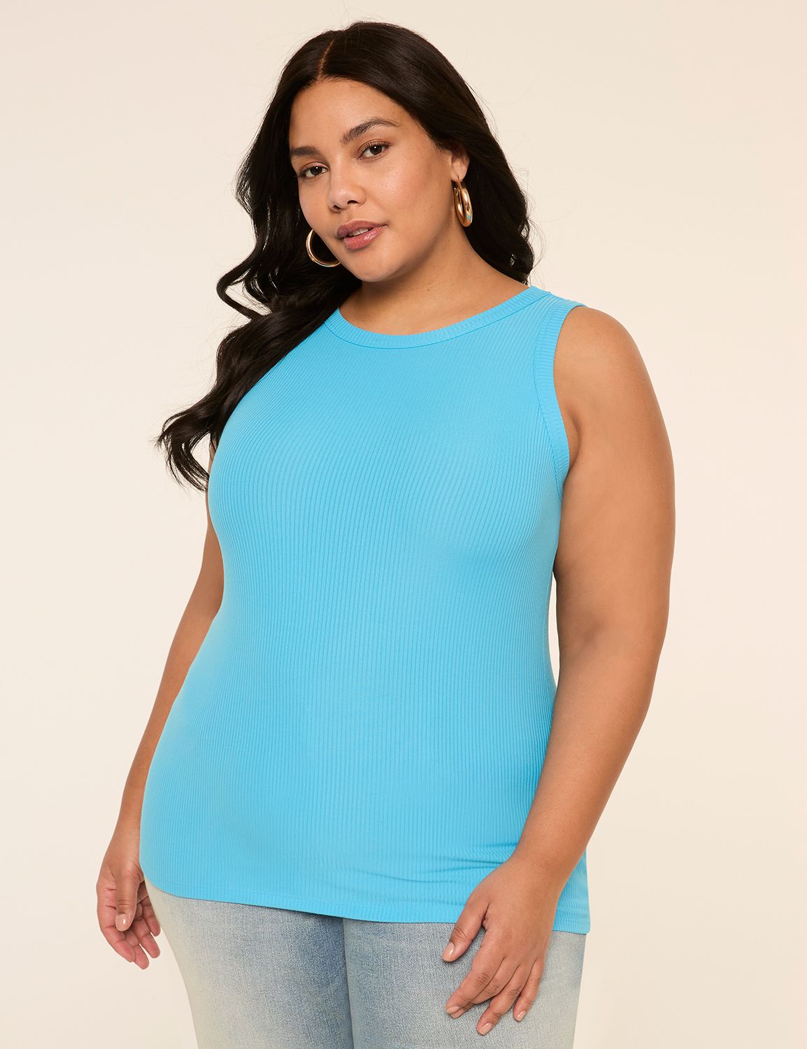 High-Neck Rib Tank