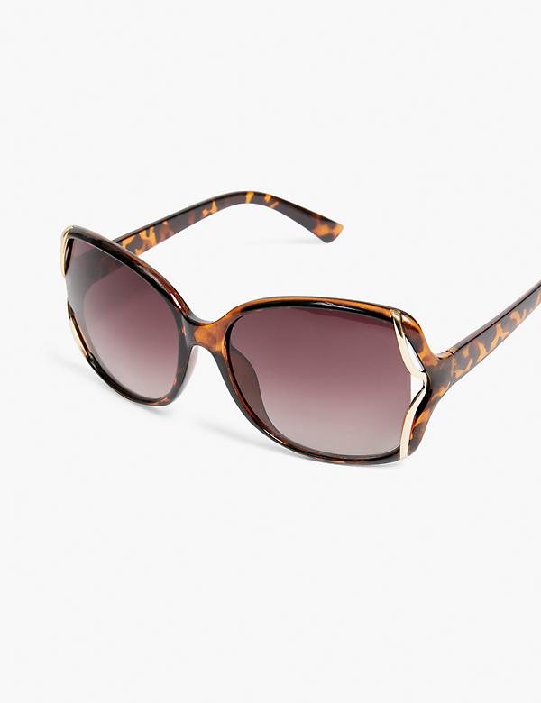 Tortoiseshell Print & Goldtone Side-Detail Rounded Square Sunglasses