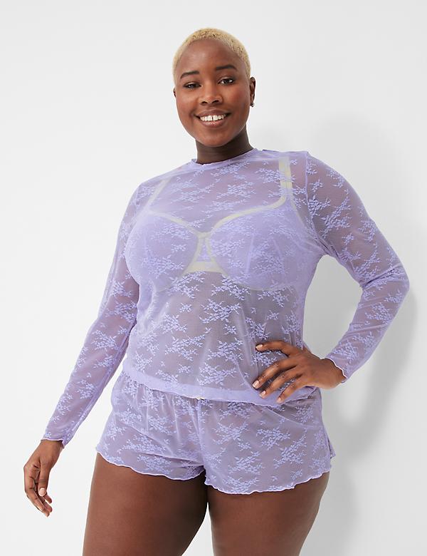 Delicate Lace Lettuce-Edge Sheer Top