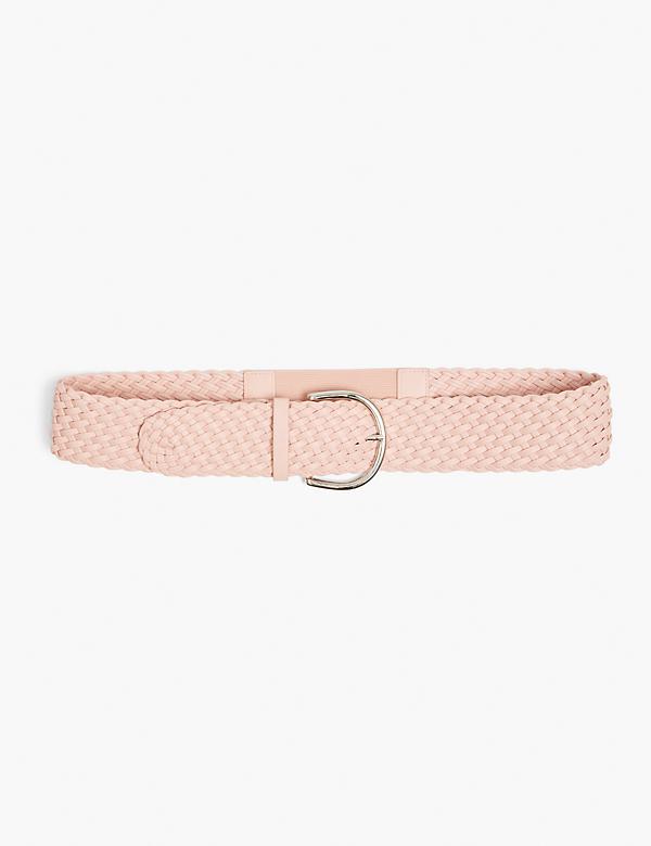 Wide Faux-Leather Braided Belt