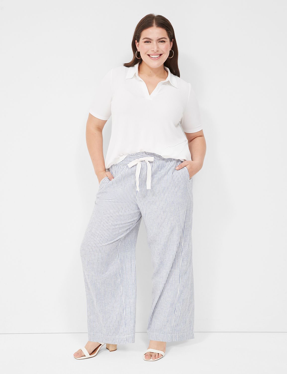 Linen Stripe Wide Leg Pant