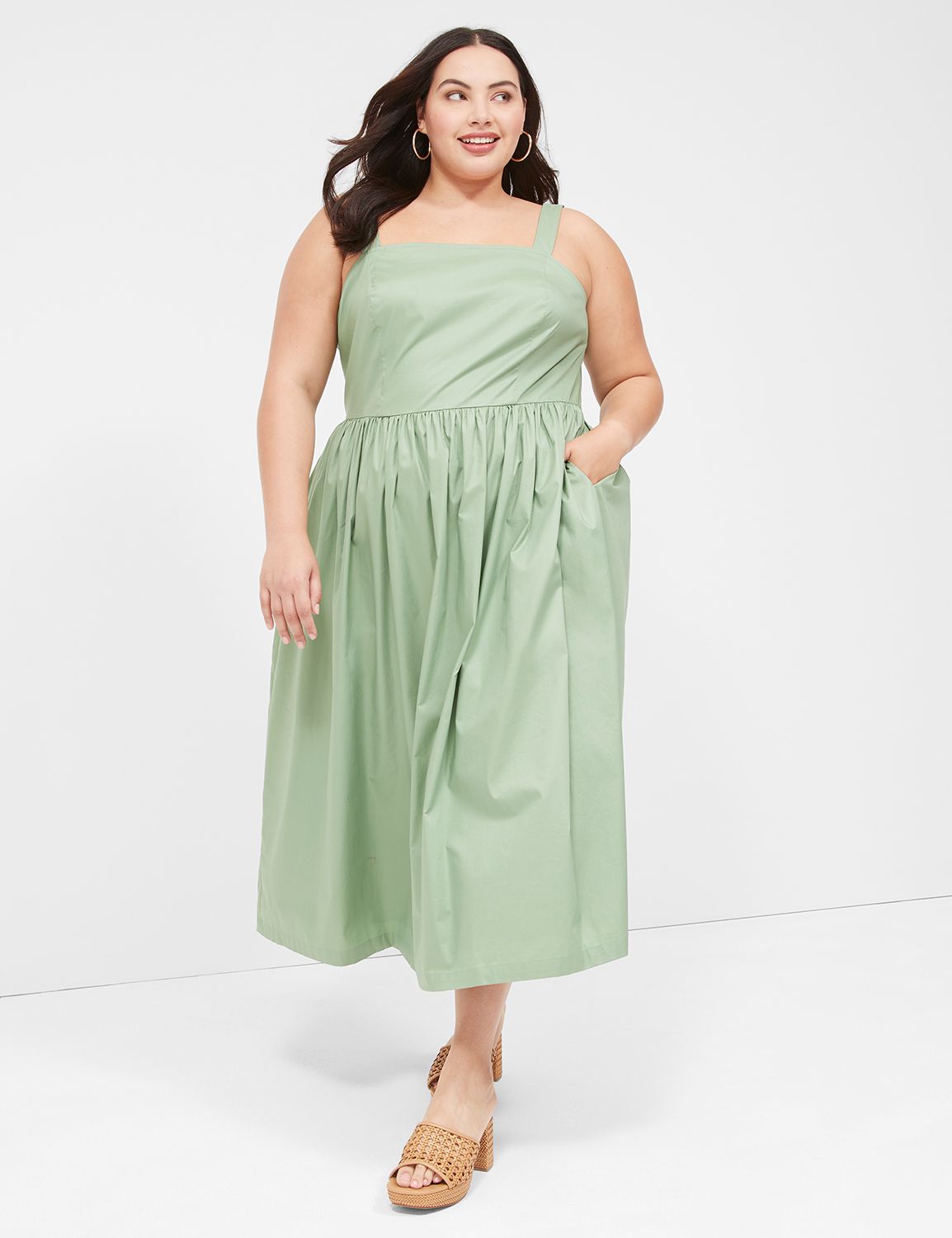 Plus Size Women Clothes Fashion Sexy Solid Color U-Neck Sleeveless Pleated  Slit Midi Dress - The Little Connection