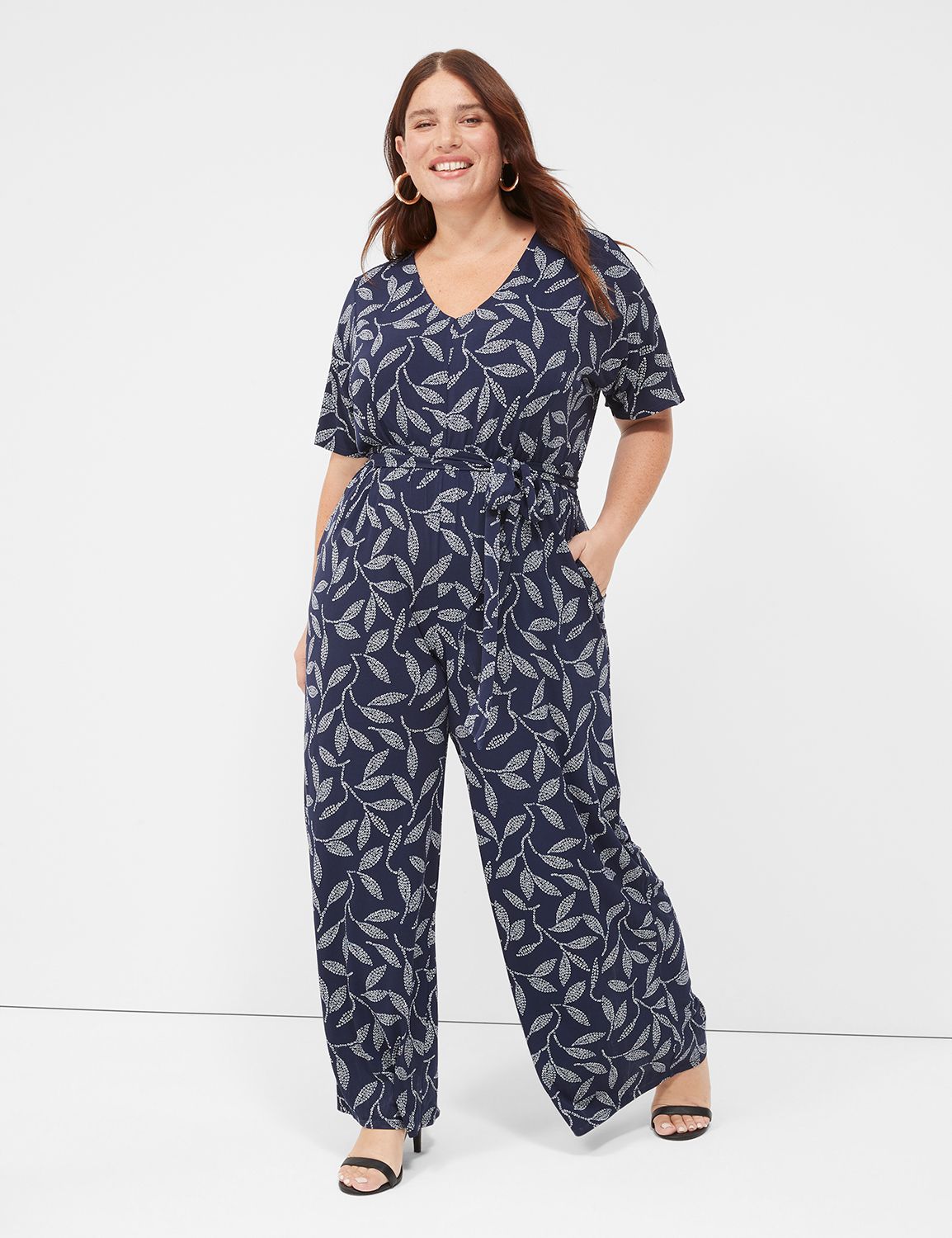 Womens Plus Size Jumpsuits Long Sleeve V-Neck Casual Style Set