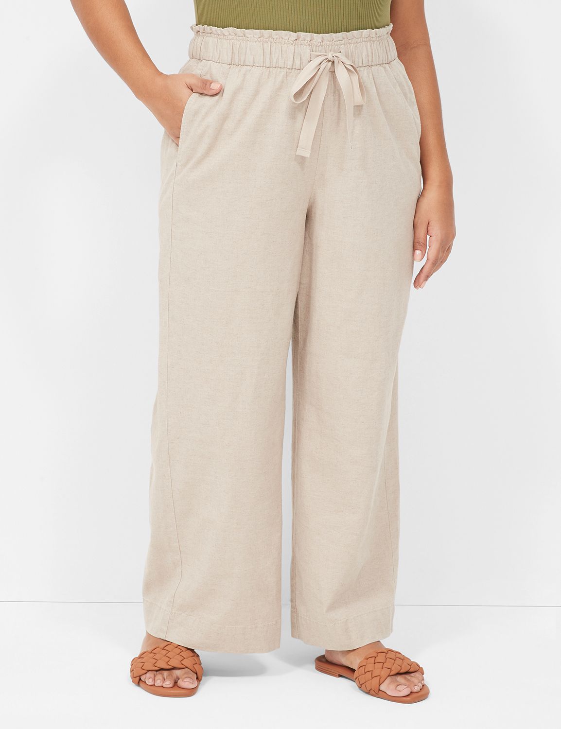 Mid-Rise Wide-Leg Linen Pant