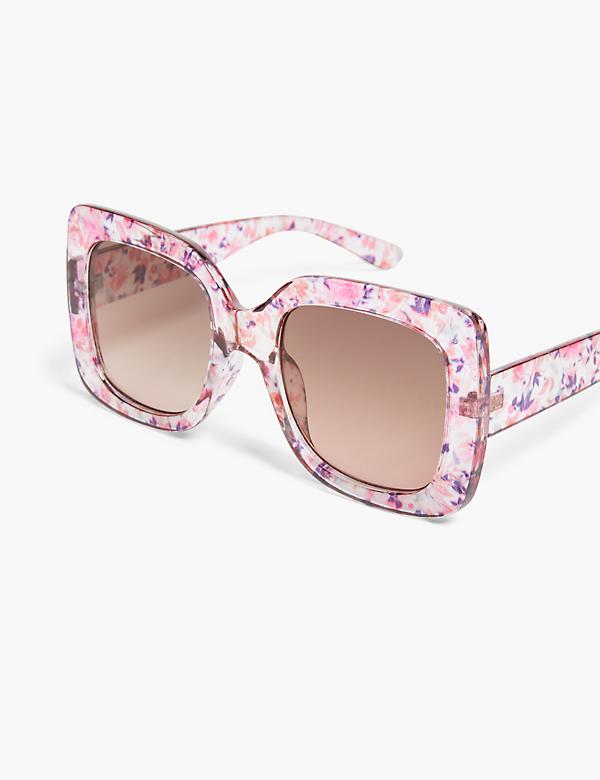Pink Floral Oversized Square Sunglasses
