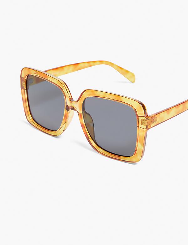 Blonde Tortoiseshell Print Square Sunglasses