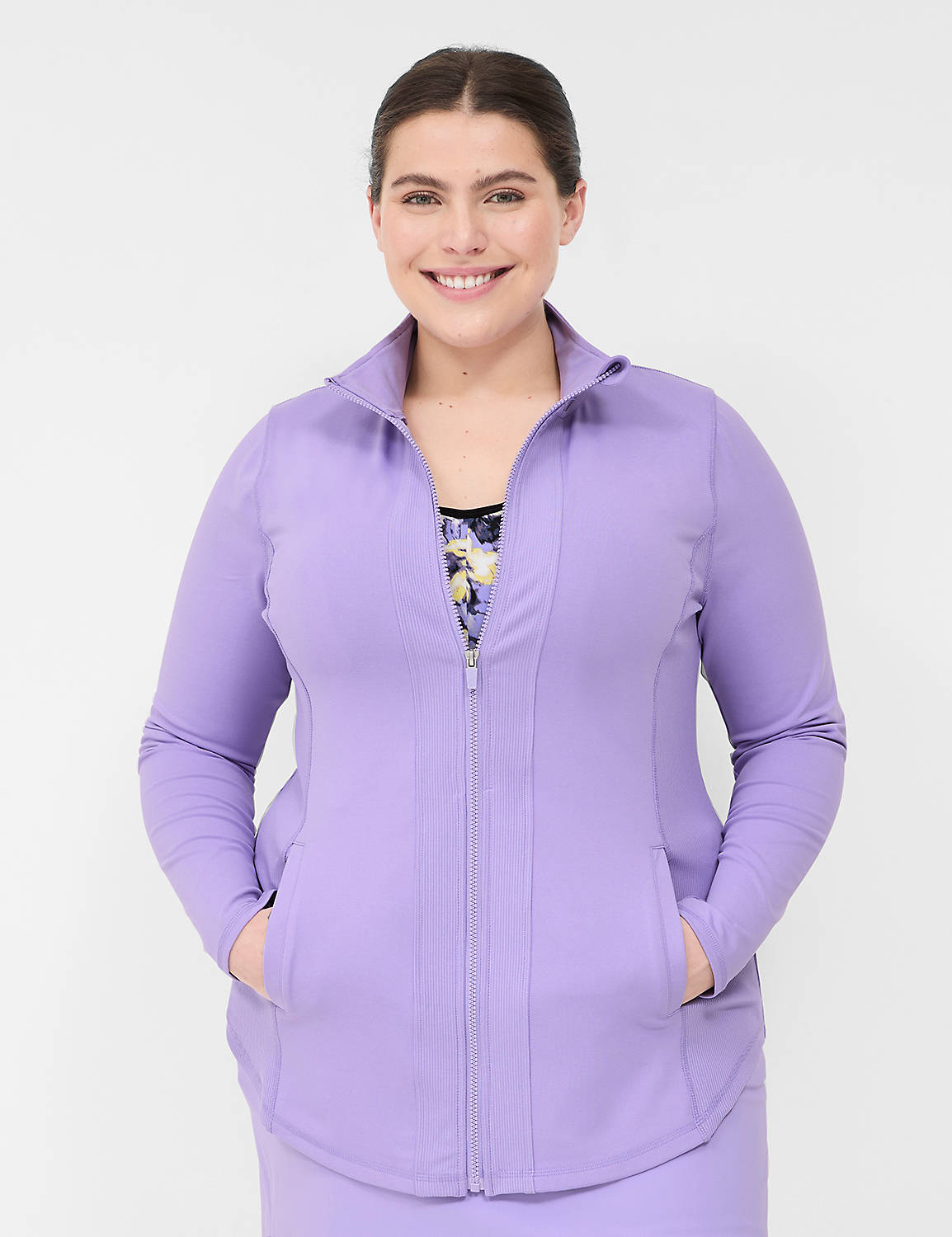 Long Sleeve Zip Front Wicking w/ Ri Product Image 1