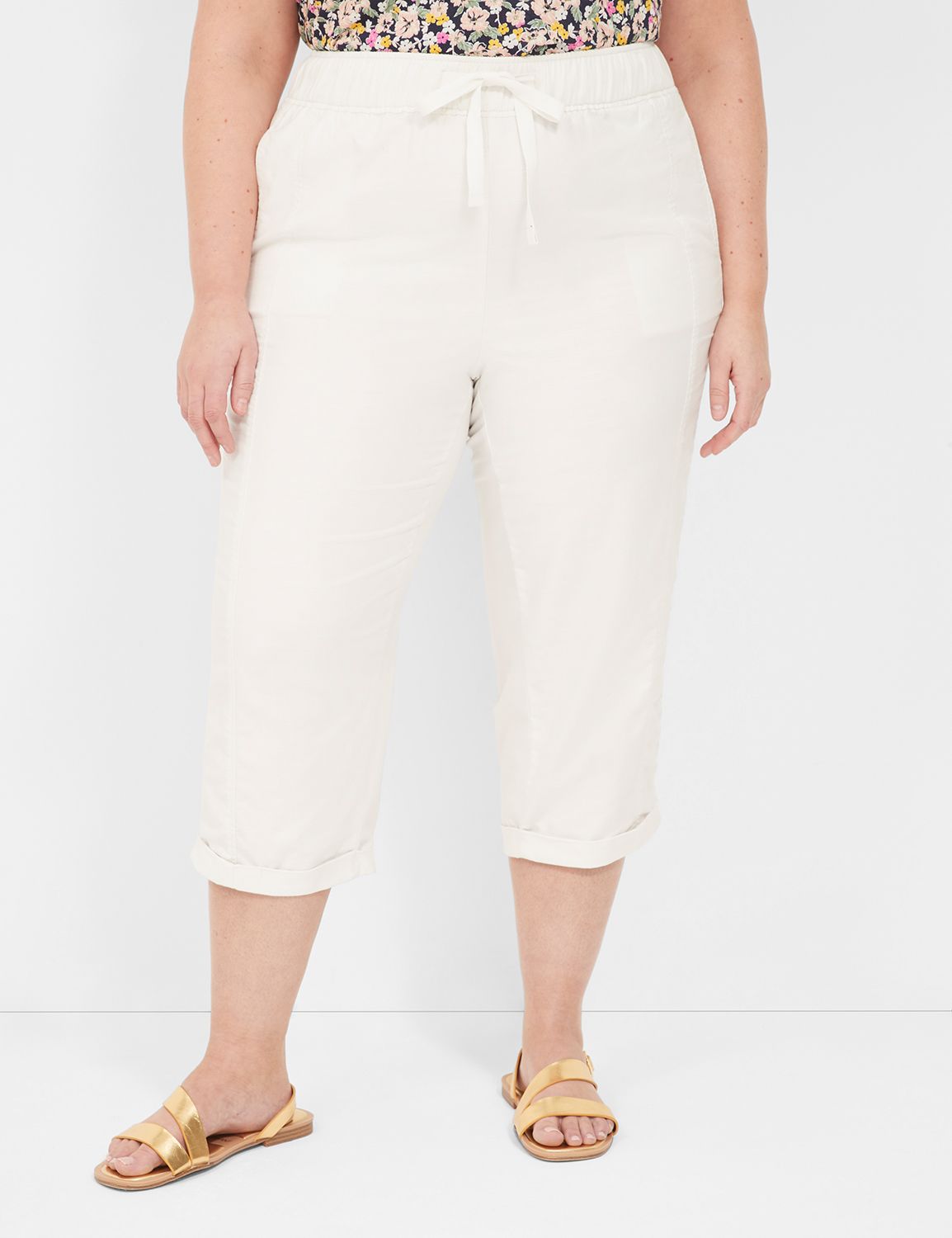 Pull-On Slub Knit Capri Pant