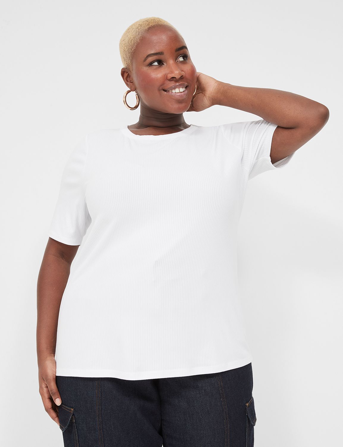 Elbow sleeve crew neck tee sale