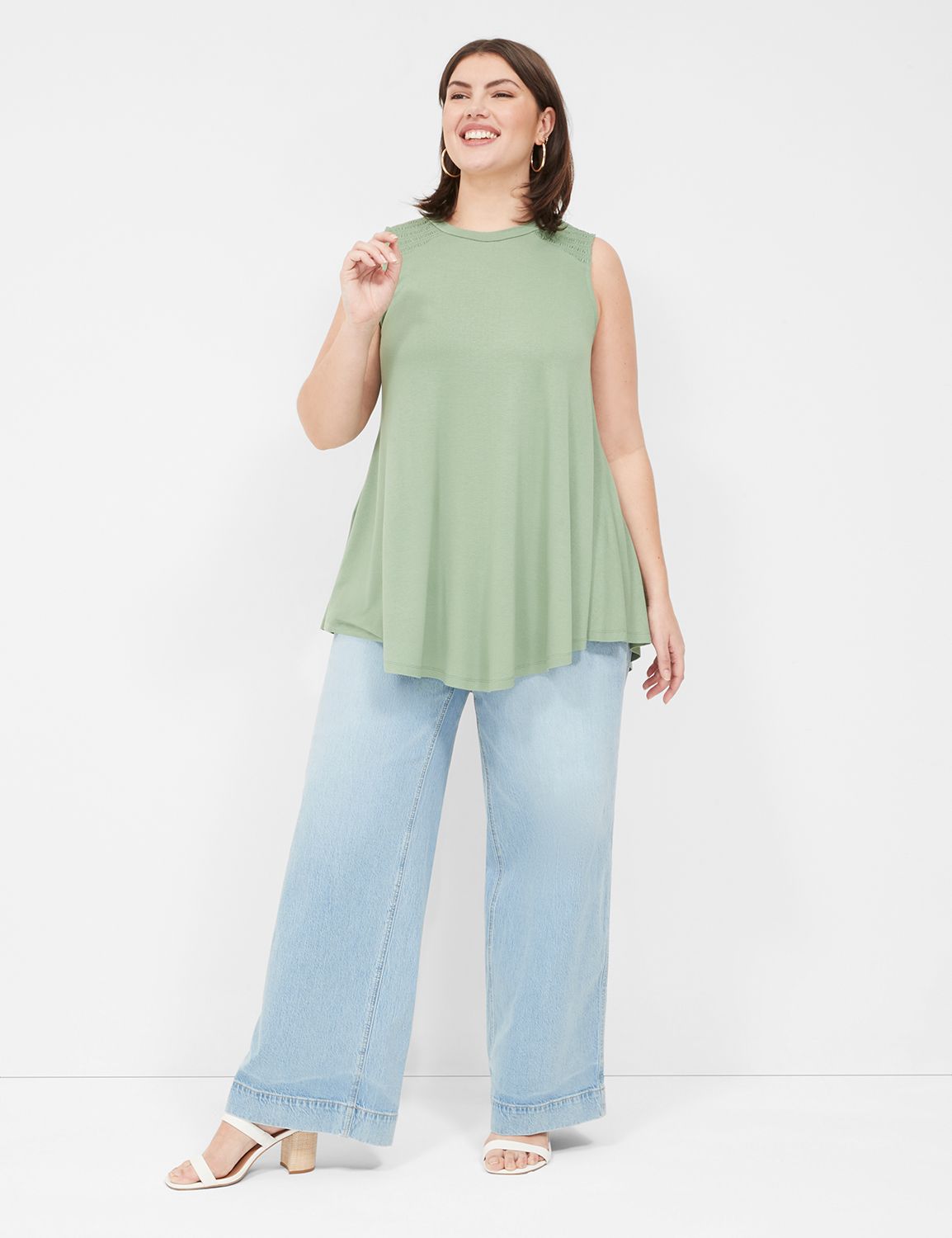 Casual Sleeveless High Neck Smocked Product Image 3