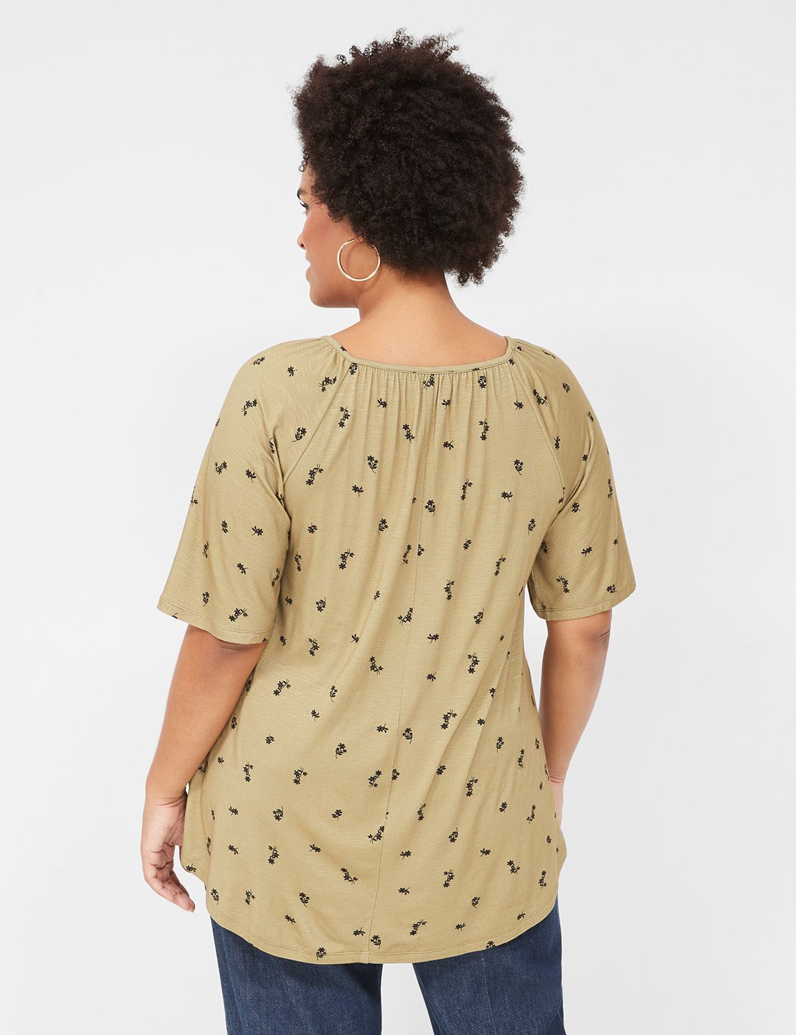 Elana Scallop-Edge Notch Neck Tee