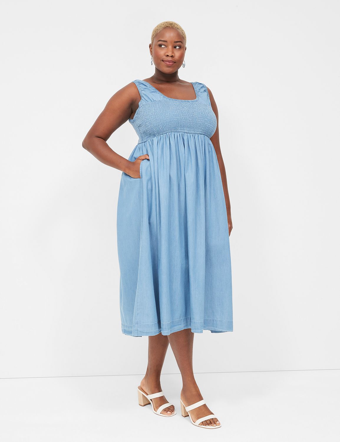 Plus Size a line denim maxi dress plus size jean dress chambray dress