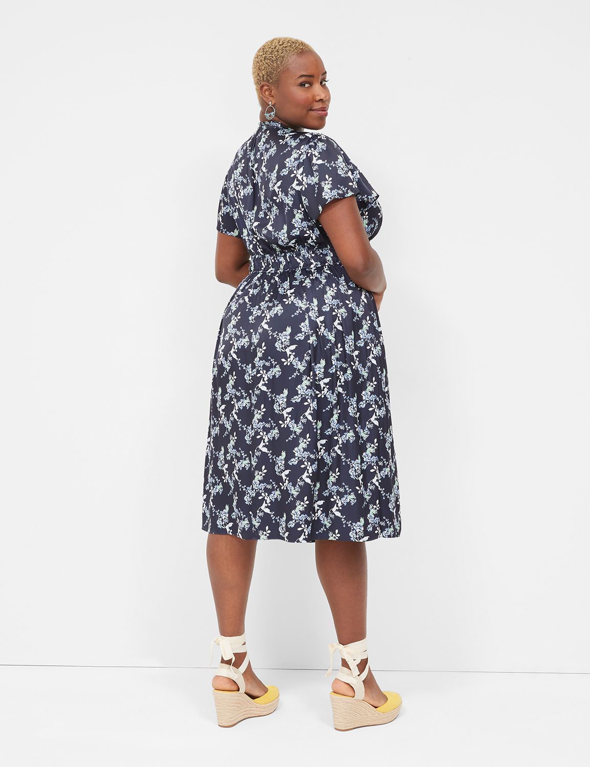 Flutter Sleeve Ruffle V Neck Midi D Product Image 2