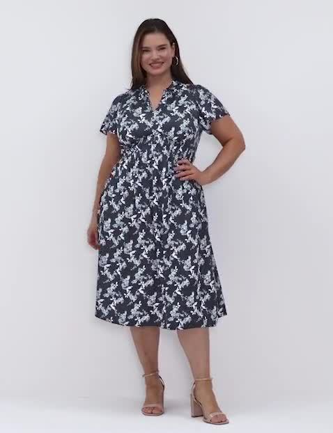 Flutter Sleeve Ruffle V Neck Midi D image number 0