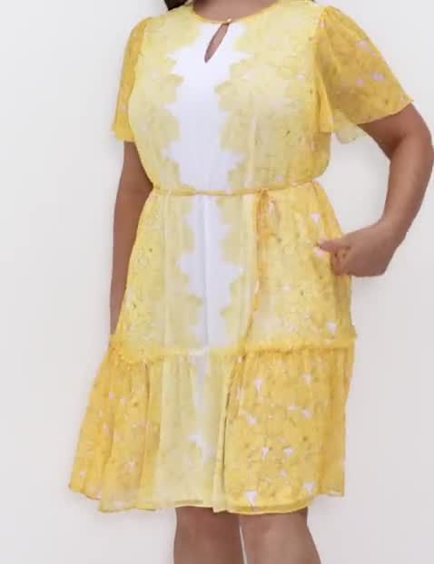 Short Flutter Sleeve Ruffle Tier Mi image number 0
