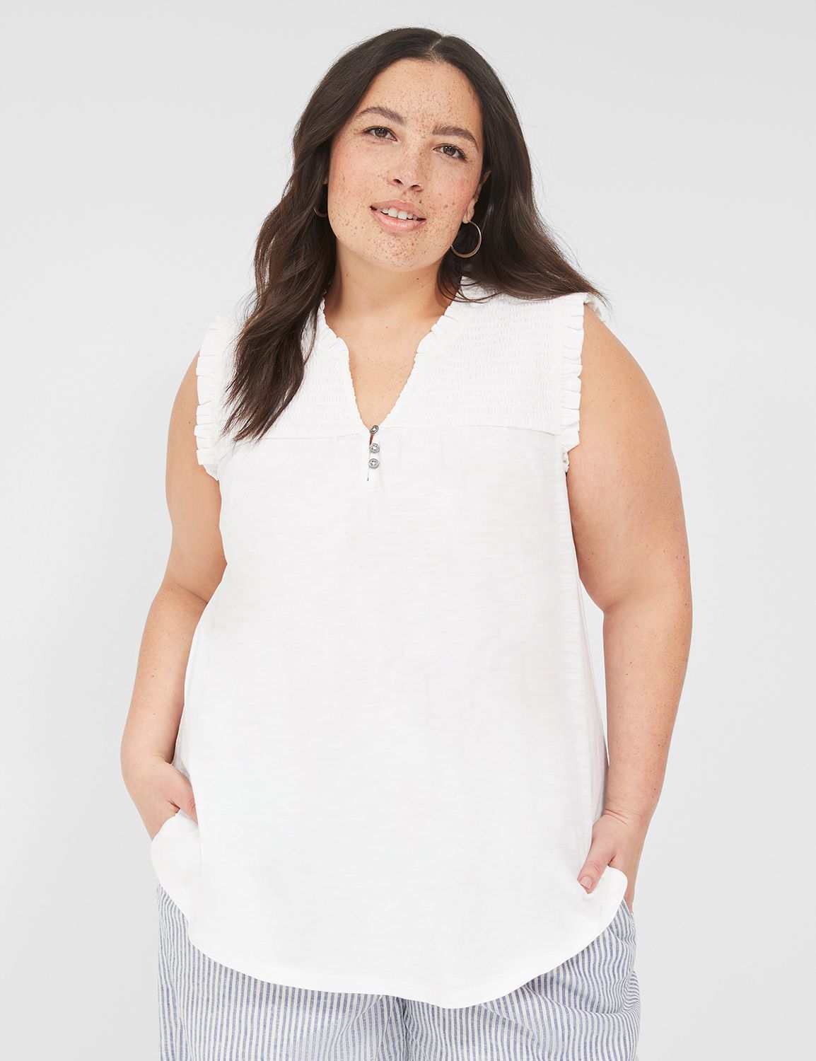 Swing Sleeveless Ruffle Notch Neck Product Image 1