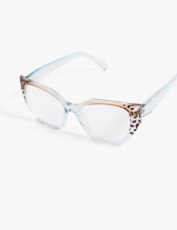 Blue With Cheetah Print Cateye Reading Glasses
