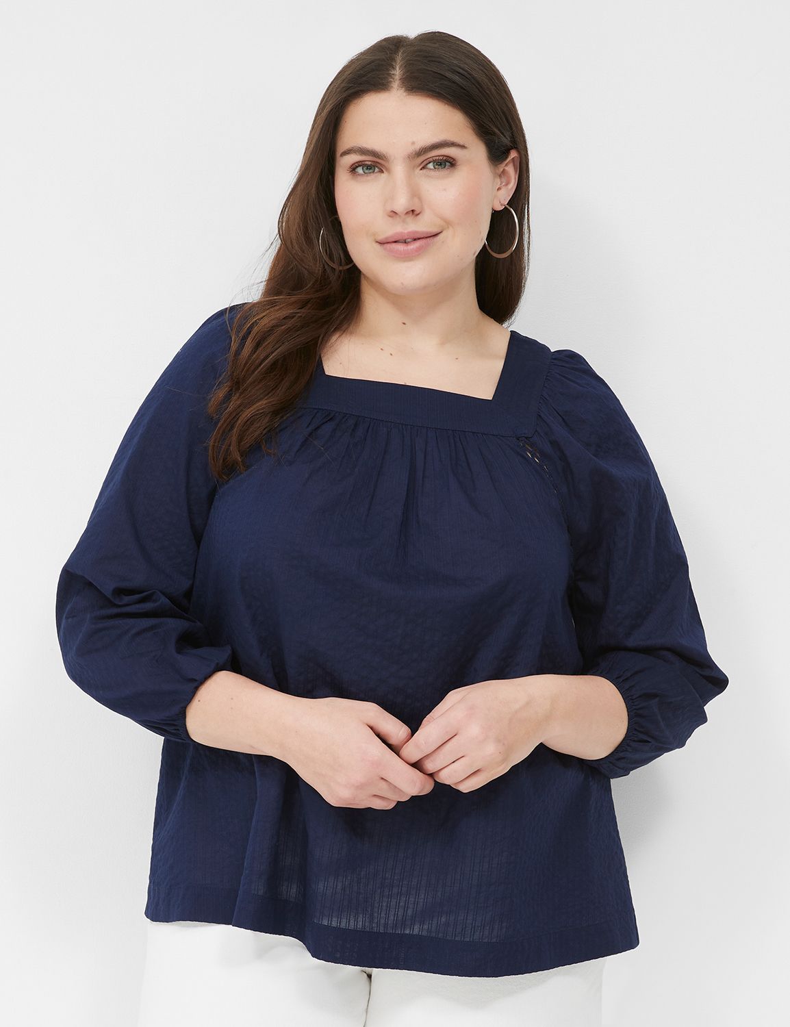 SHOWMALL Plus Size Shirt for Women 3/4 Sleeve Royal Blue 4X Blouse