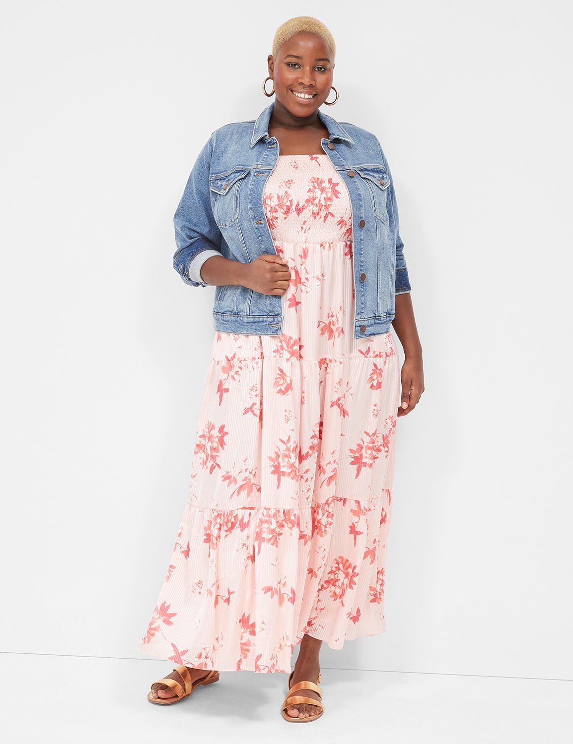 chinese dress ladies Blue Palm Tree Sleeveless Tiered Maxi Dress