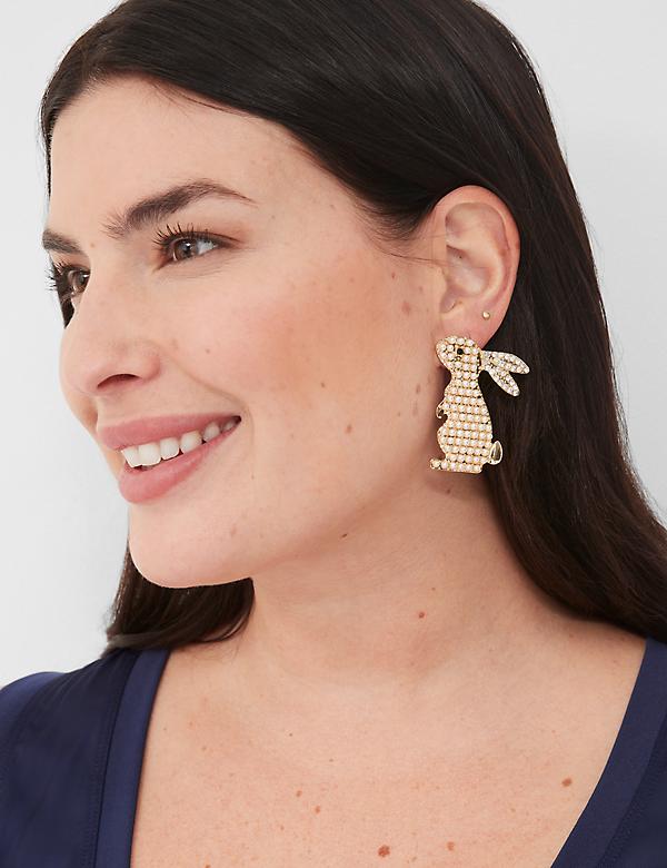 Pearlized & Pave Statement Bunny Earrings