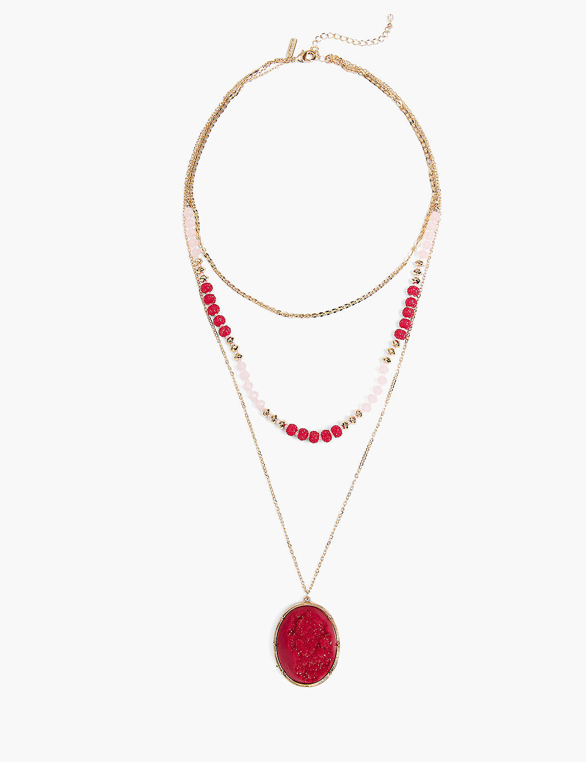 Pink Beaded Druzy Necklace Product Image 1