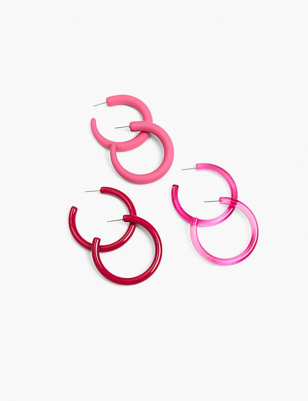 Pink Hoop Earrings - 3-Pack