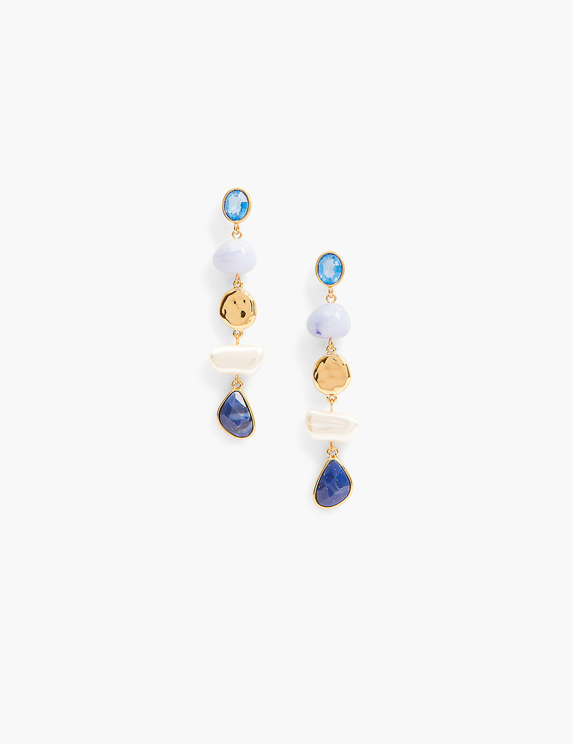 Blue Stone & Pearl Drop Earrings Product Image 1