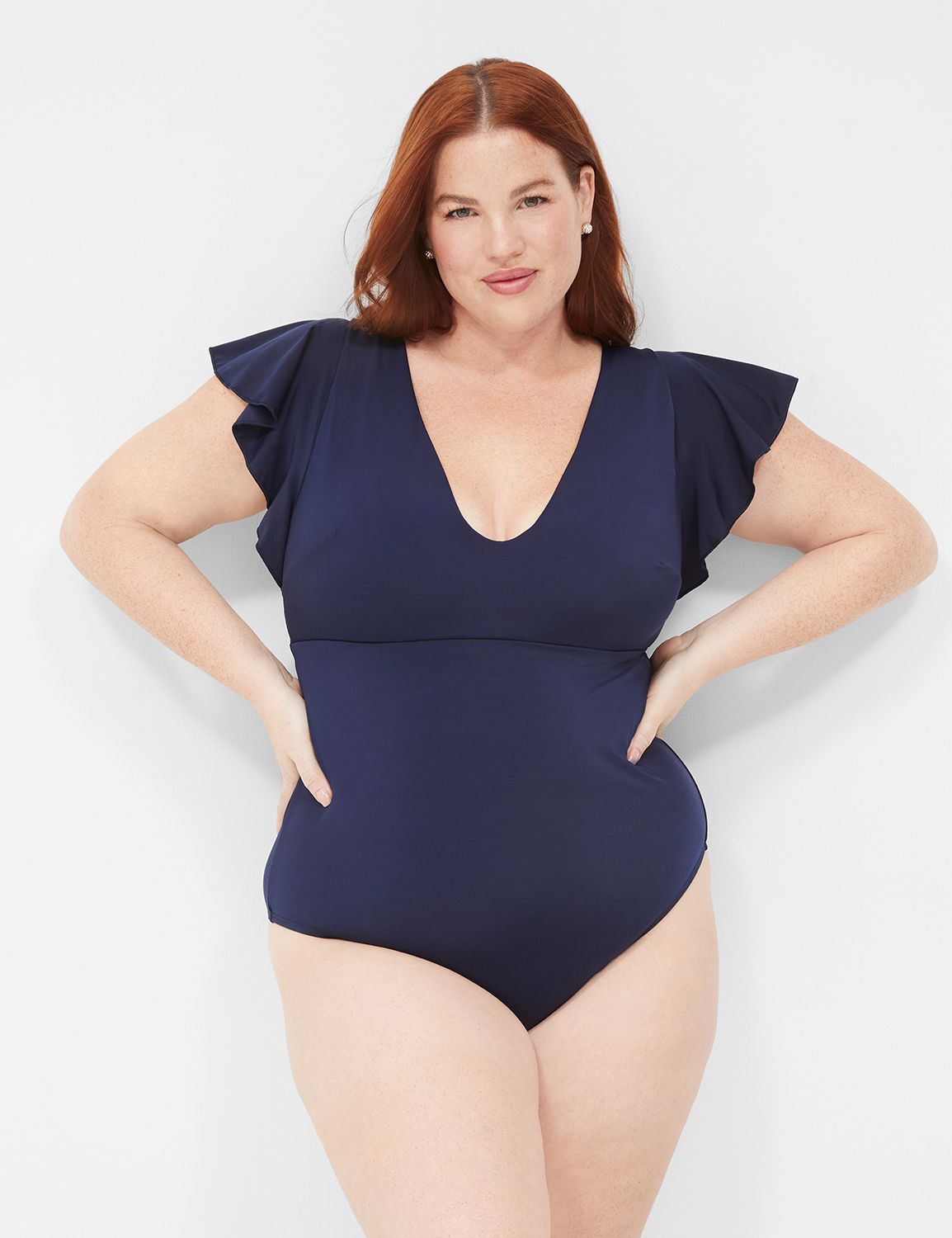 No-Wire Flutter-Sleeve One-Piece