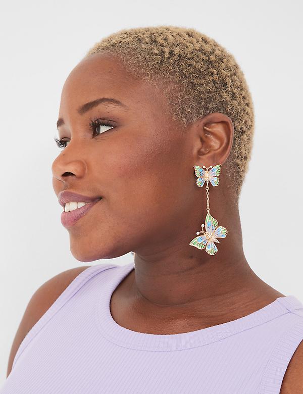 Spring Whimsy Butterfly Statement Drop Earrings